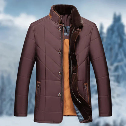 Men's Waterproof Winter Coat Insulated Quilted Thermal Fur Collar