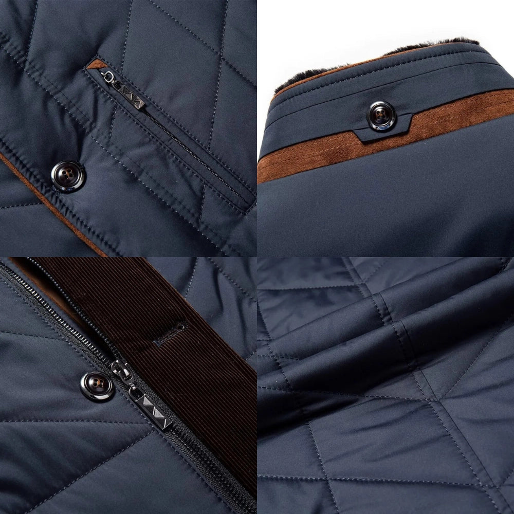 Men's Waterproof Winter Coat Insulated Quilted Thermal Fur Collar