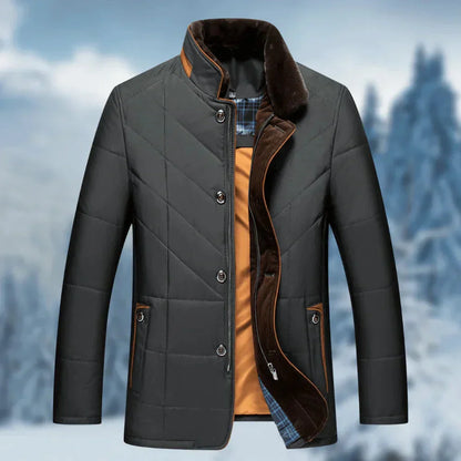 Men's Waterproof Winter Coat Insulated Quilted Thermal Fur Collar