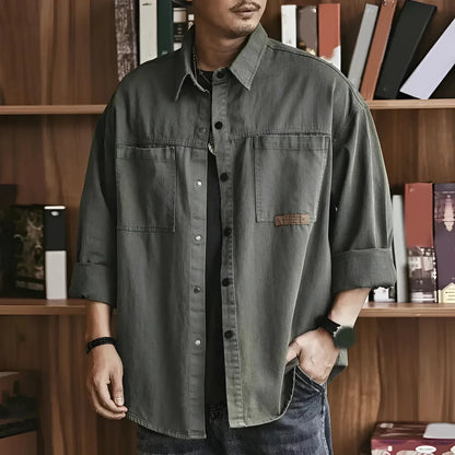 Men's Olive Green Cotton Military Jacket Lightweight