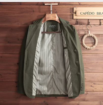 Men's Olive Green Blazer Lightweight Casual Jacket