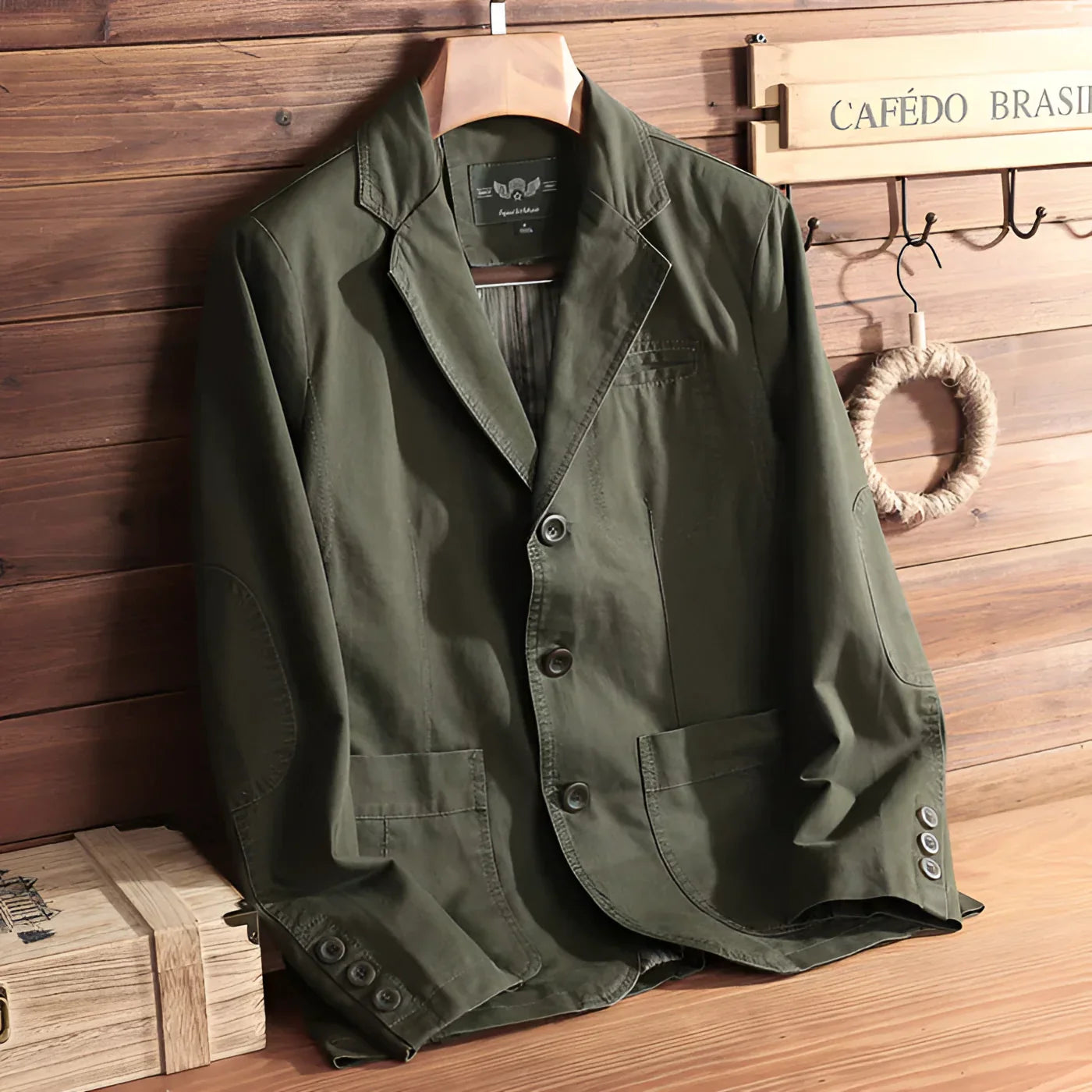 Men's Olive Green Blazer Lightweight Casual Jacket - VibreMode