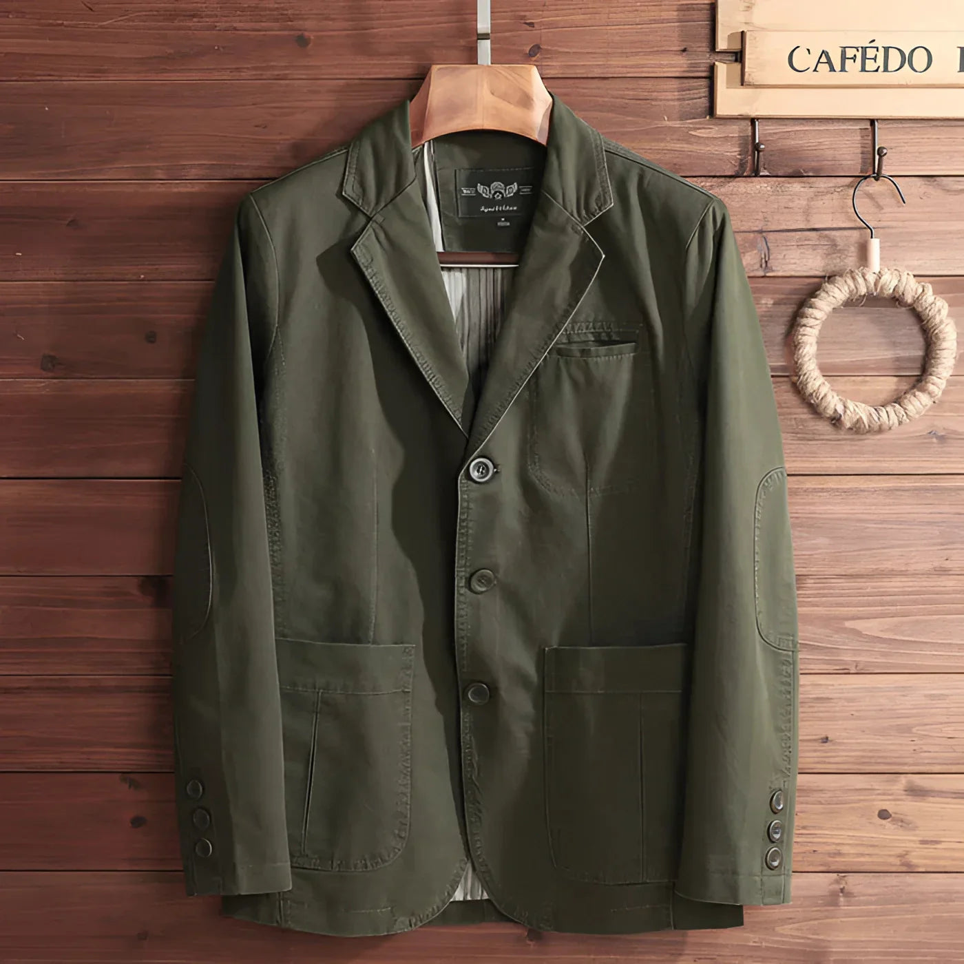 Men's Olive Green Blazer Lightweight Casual Jacket