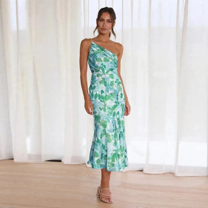 Women's Asymmetrical Maxi Dress Floral Pattern