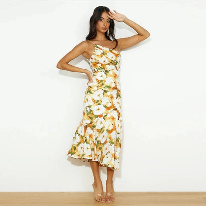 Women's Asymmetrical Maxi Dress Floral Pattern