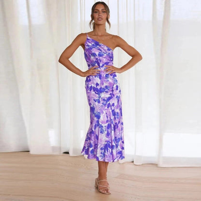 Women's Asymmetrical Maxi Dress Floral Pattern