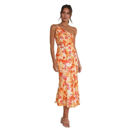 Elegant Ladies Floral Off Shoulder Midi Dress