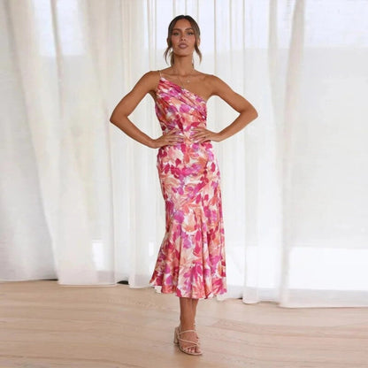 Women's Asymmetrical Maxi Dress Floral Pattern