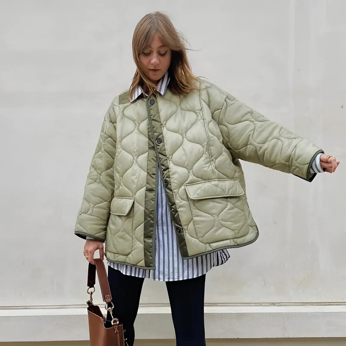Women's Quilted Puffer Jacket Lightweight Green