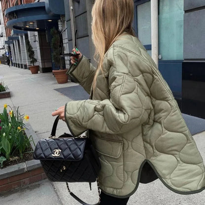 Women's Quilted Puffer Jacket Lightweight Green