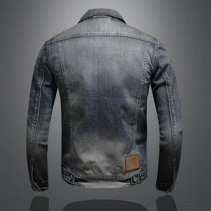 Men's Slim Fit Distressed Denim Jacket