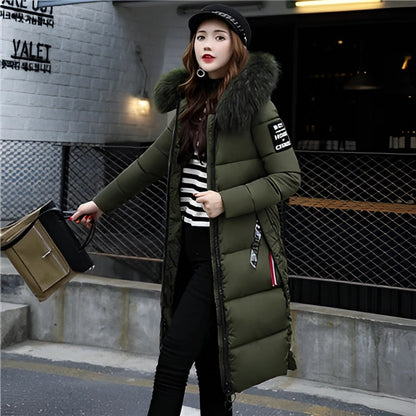 Women's Black Puffer Coat Faux Fur Hood Insulated