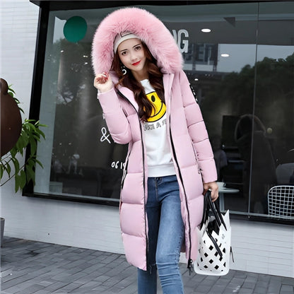 Women's Black Puffer Coat Faux Fur Hood Insulated