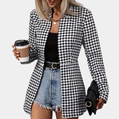 Women's Houndstooth Blazer Black White