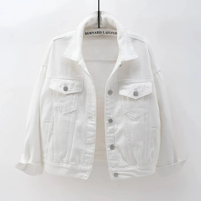 Women's White Denim Jacket Lightweight Casual