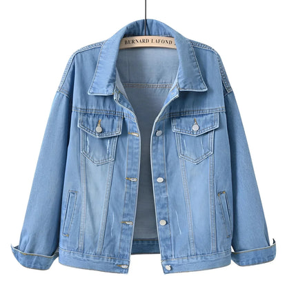 Women's White Denim Jacket Lightweight Casual