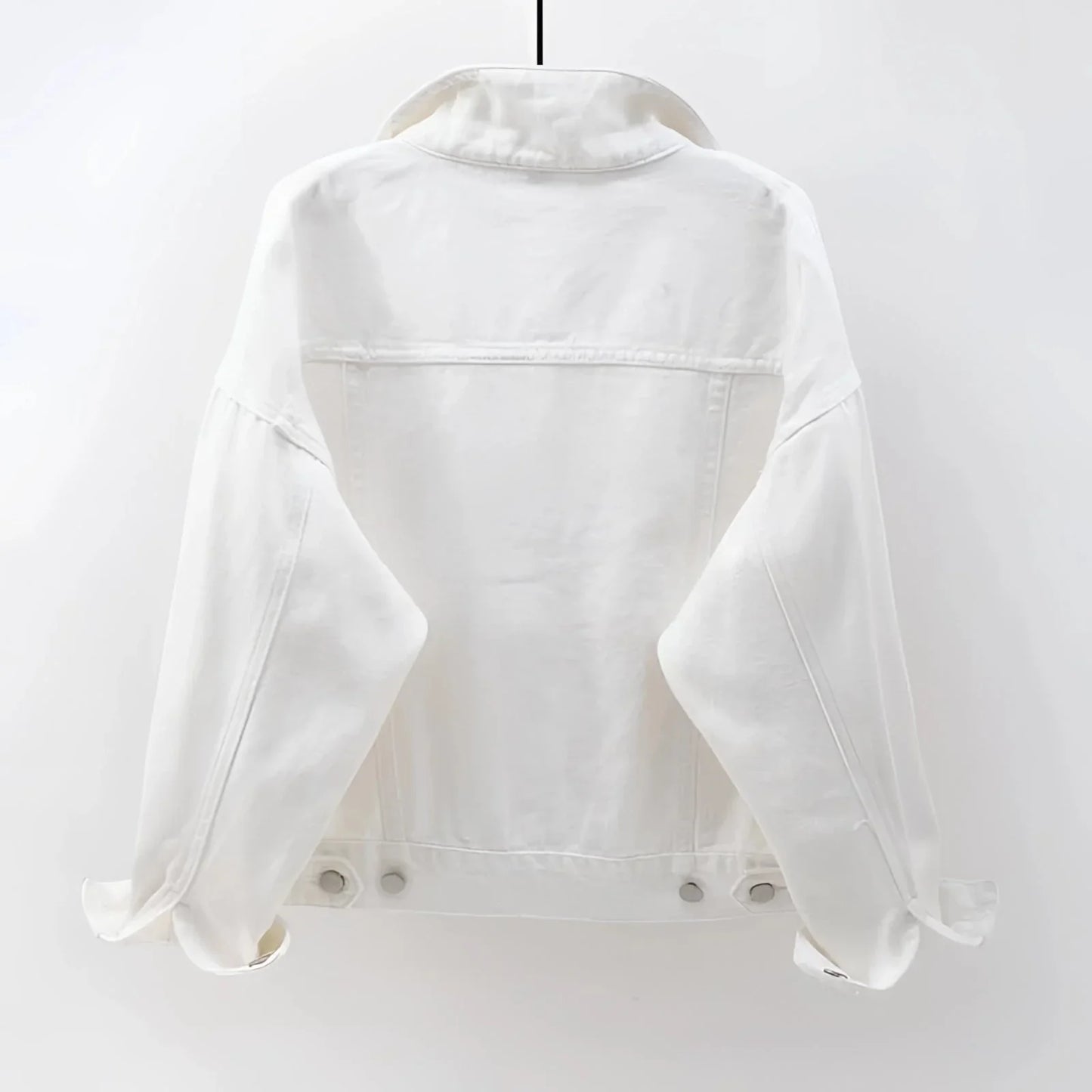 Women's White Denim Jacket Lightweight Casual - VibreMode