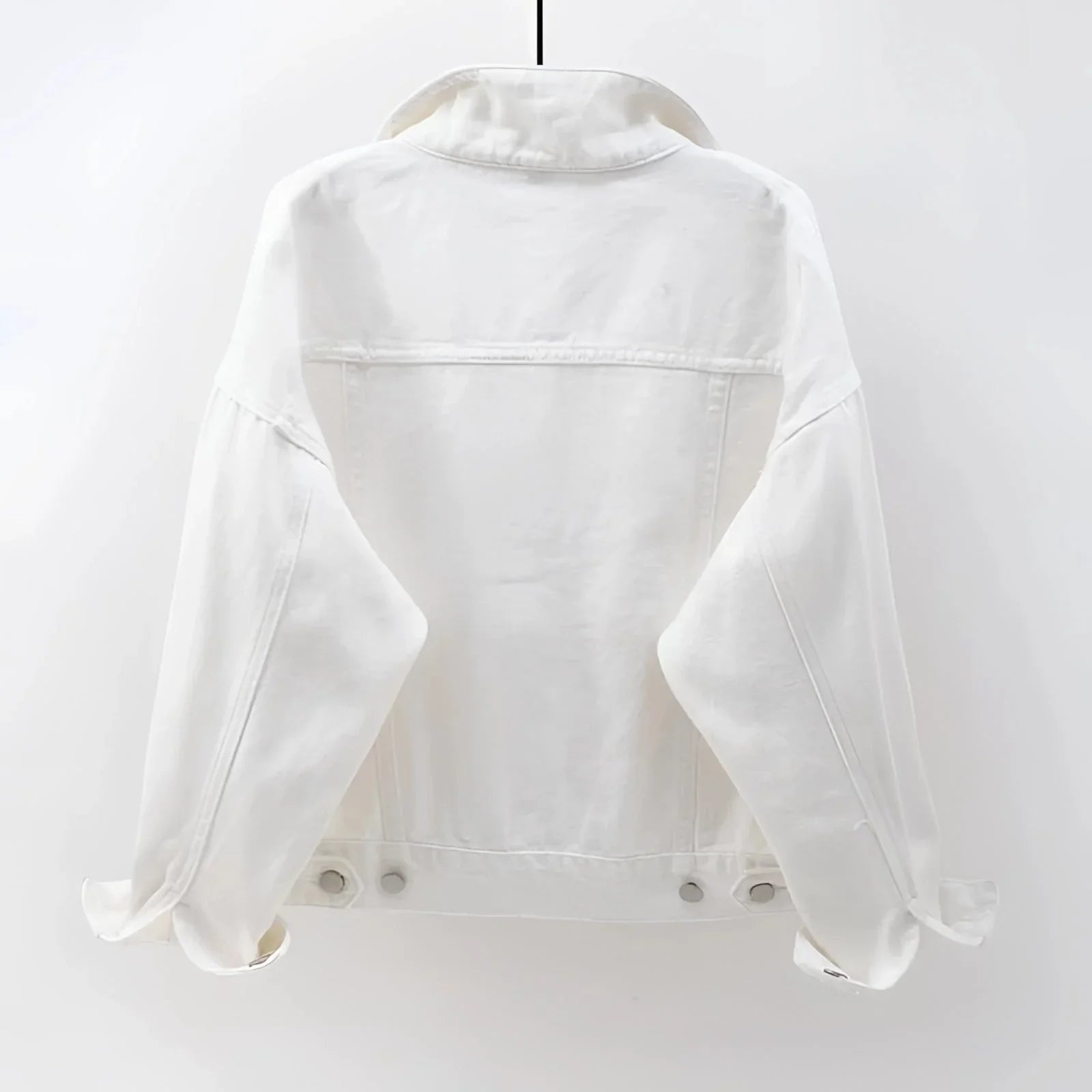 Women's White Denim Jacket Lightweight Casual - VibreMode