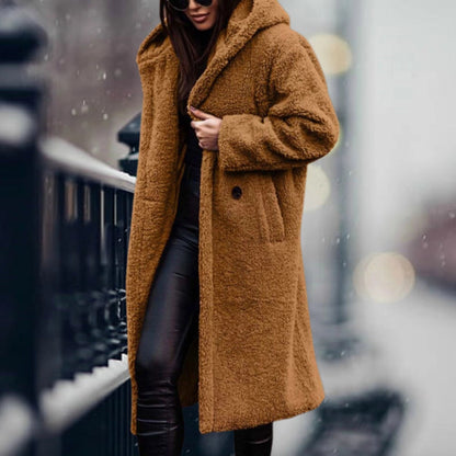 Women's Teddy Coat Faux Sheepskin Blue Oversized