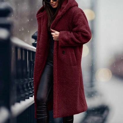 Women's Teddy Coat Faux Sheepskin Blue Oversized