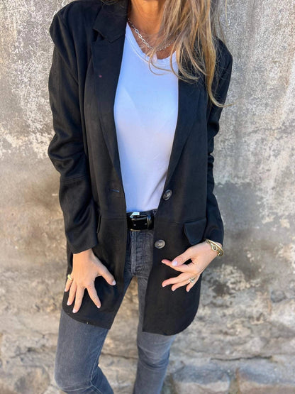Women's Suede Blazer Tan Lightweight