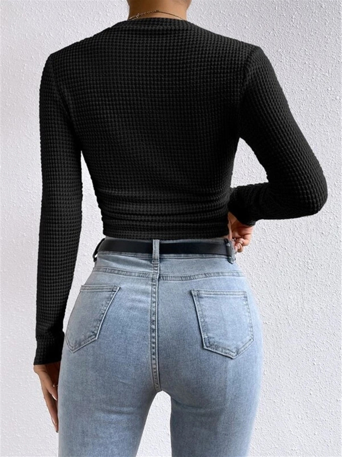 Women's Long Sleeve Waffle Knit