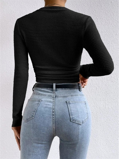 Women's Long Sleeve Waffle Knit