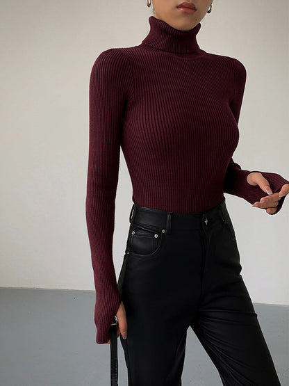 Classic Fit Women's Simple Turtleneck Top