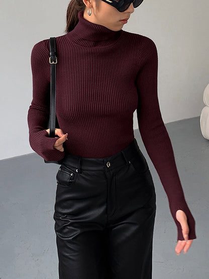 Classic Fit Women's Simple Turtleneck Top