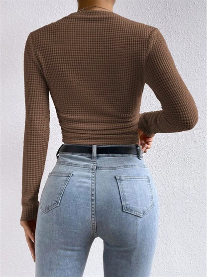 Women's Long Sleeve Waffle Knit