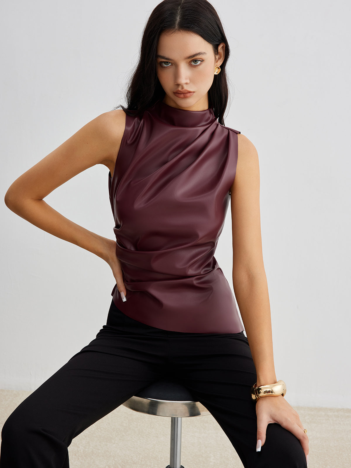 Ella | Women's Trendy Tank High Neck Summer Top - VibreMode