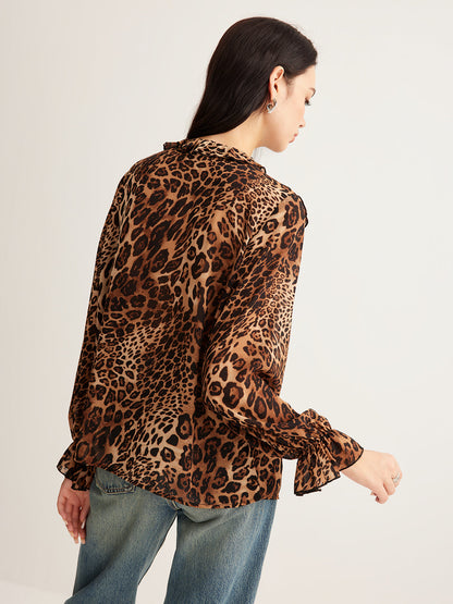 Chic Ladies Floral V Neck Top