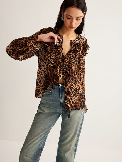 Chic Ladies Floral V Neck Top