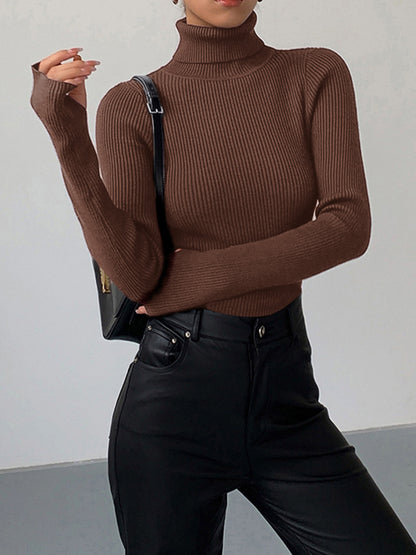 Classic Fit Women's Simple Turtleneck Top