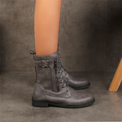 Women's Lace-Up Boots with Zip