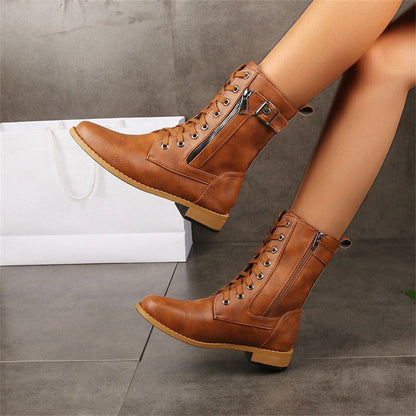 Women's Flat Boots Mid-Calf Shaft