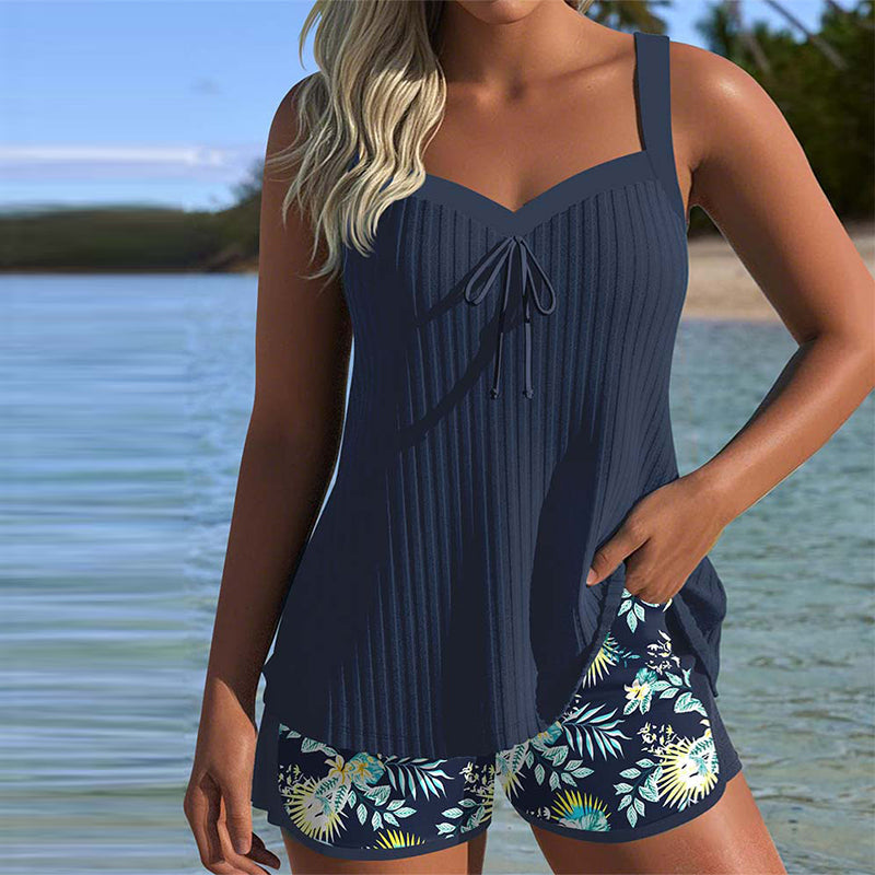 Women's Tummy Control Striped Tankini Swimsuit - VibreMode