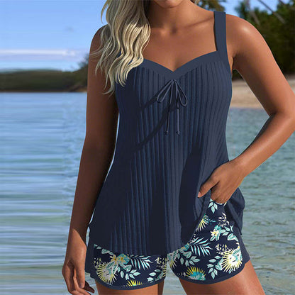 Women's Tummy Control Striped Tankini Swimsuit - VibreMode