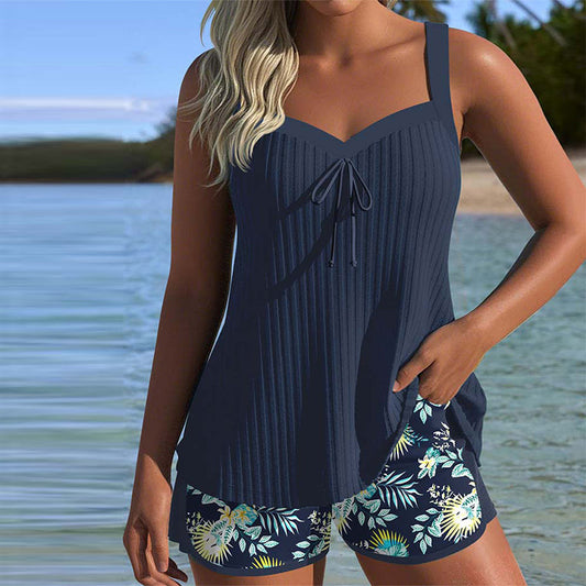 Women's Tummy Control Striped Tankini Swimsuit - VibreMode