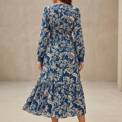 Women's V-Neck Maxi Dress Lace Tiered