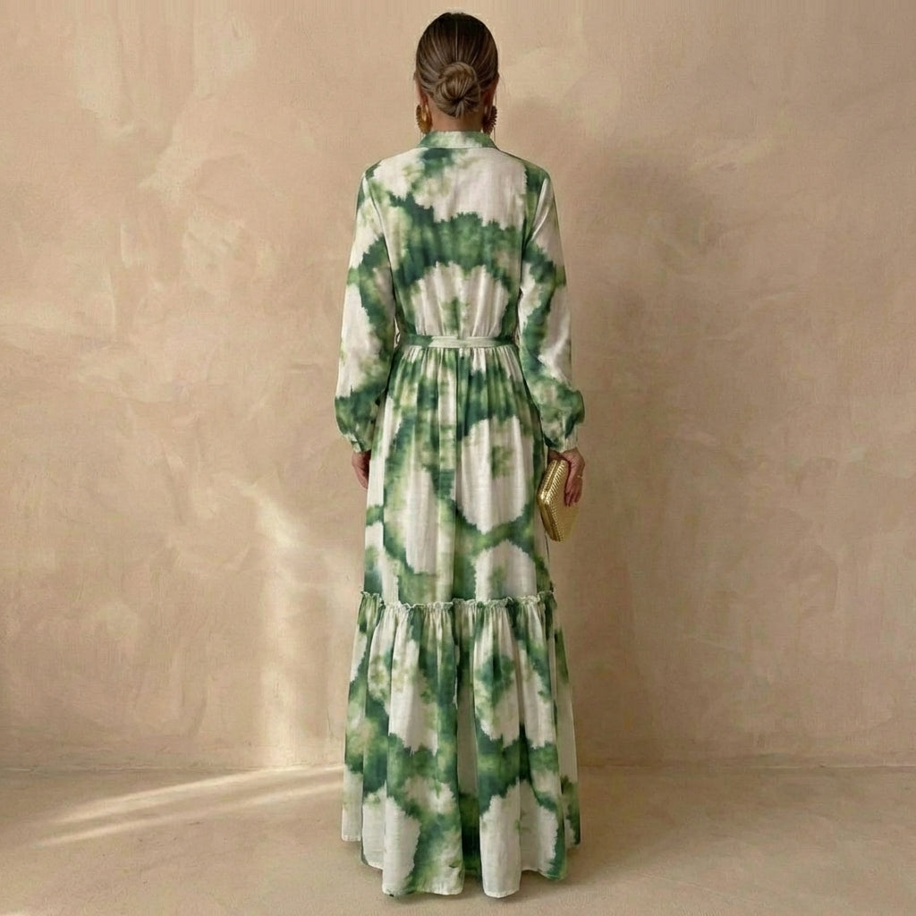 Women's Tiered Maxi Dress Ruffled Tie Waist