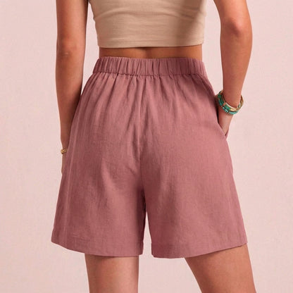 Women's Relaxed Fit Paperbag Shorts Tailored Pockets