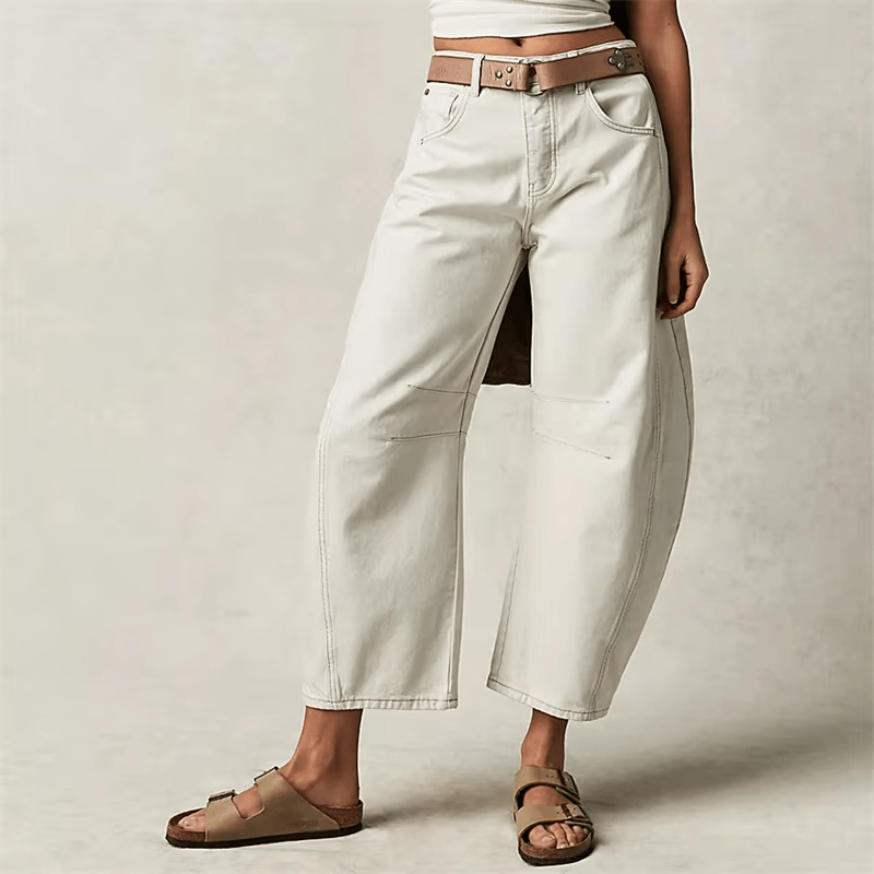 Mid Rise Barrel Leg Denim Jeans
