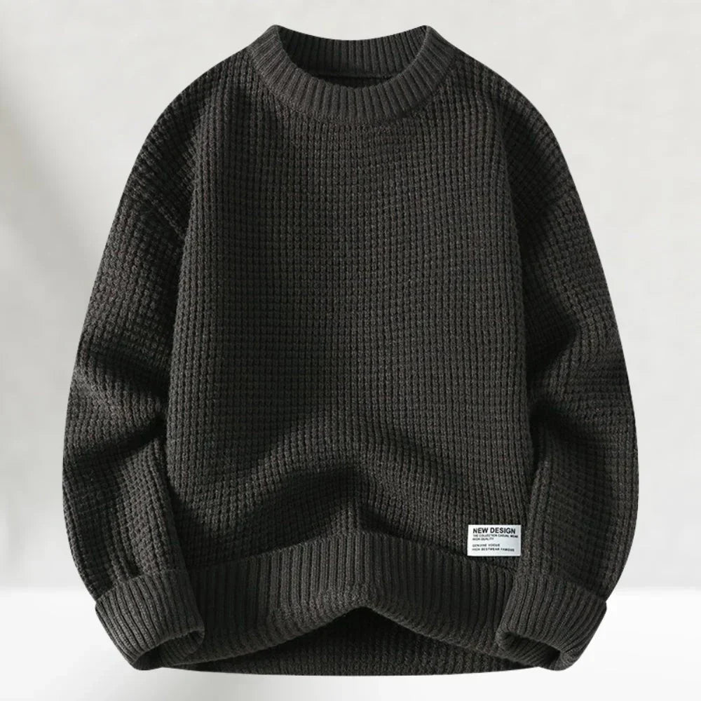 Men's Crew Neck Sweater Ribbed Hem Knitted Comfortable