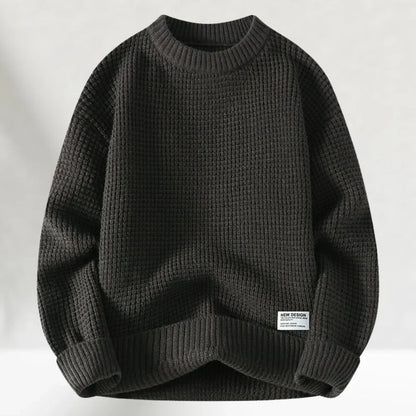 Men's Crew Neck Sweater Ribbed Hem Knitted Comfortable