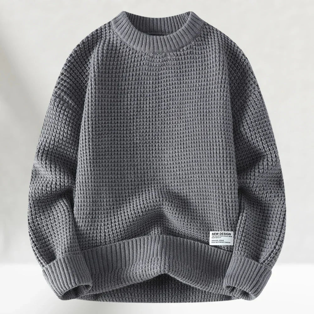 Men's Crew Neck Sweater Ribbed Hem Knitted Comfortable