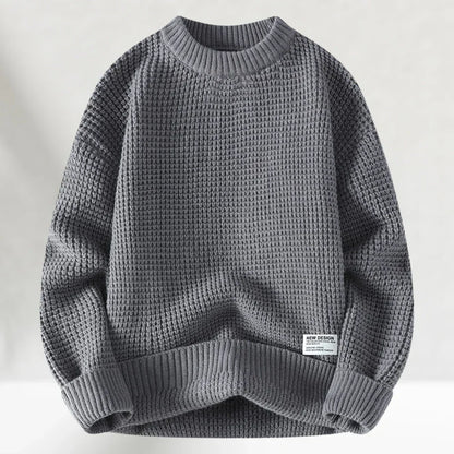 Men's Crew Neck Sweater Ribbed Hem Knitted Comfortable