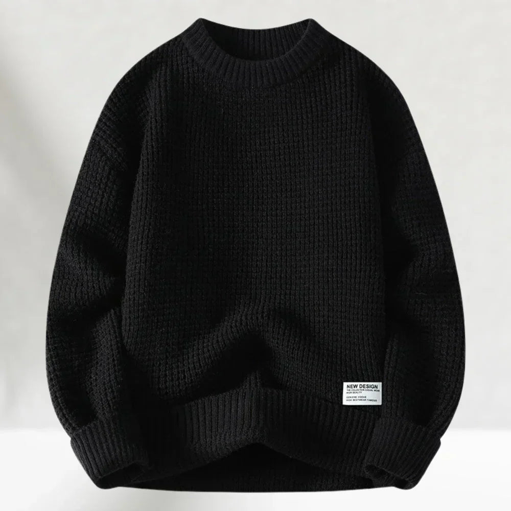 Men's Crew Neck Sweater Ribbed Hem Knitted Comfortable - VibreMode