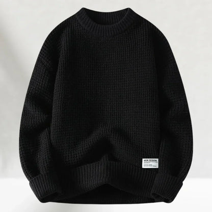 Men's Crew Neck Sweater Ribbed Hem Knitted Comfortable - VibreMode