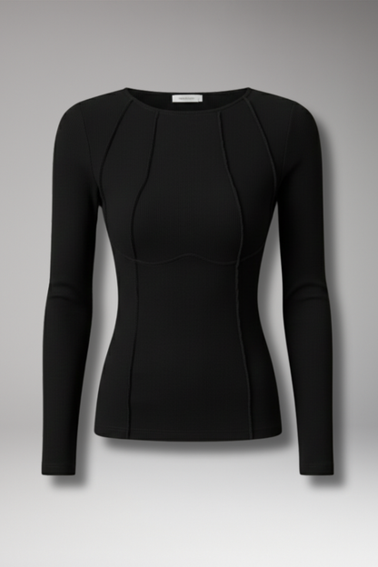 Women's Long Sleeve Ribbed with Piping - VibreMode